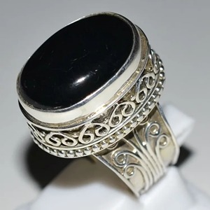 Black Onyx <b>Ring</b> 925 Sterling <b>Silver</b> Handmade Boho <b>Statement</b> Promise <b>Ring</b> for Women Natural Oval Black Onyx <b>Ring</b> July Birthstone - Product Image 4