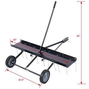 Râteau de désherbage et de paillage de 40 pouces à attacher pour tracteur de pelouse et tondeuse autoportée - Product Image 4