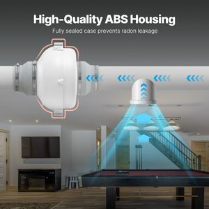 Sistema di Ventilazione Silenzioso per Mitigazione del Radon da 4 e 4,5 Pollici, Ventole Radiali da 380 CFM con 2 Accoppiatori, Kit Ventilatore Elettrico Impermeabile per Radon - Product Image 6