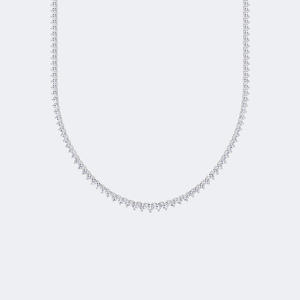 Collar de tenis de diamantes redondos de 10.00 CTW con engaste de puntas, cadena de eslabones clásica de oro macizo, joyería llamativa, regalo para mujeres y hombres - Product Image 4