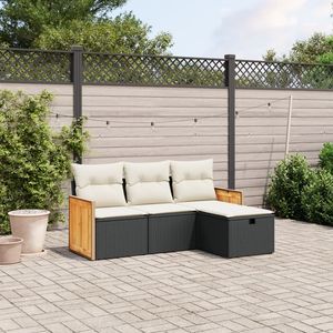Ensemble de canapés de jardin blanc crème et noir - Product Image 1