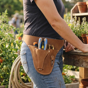Cinturón de herramientas de cuero para floristería, bolsa de cintura multiusos, organizador de jardín, cinturón ajustable, accesorio de taller OEM a la venta al por mayor - Product Image 4