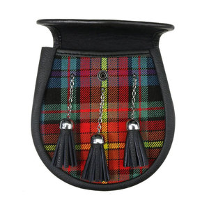 Pochette Sporran en Cuir Véritable Noir Artisanale de Haute Qualité pour Kilt Tartan Écossais, avec 3 Pompons, Sac pour Tenue des Highlands - Product Image 2