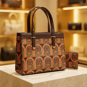 Bolso Tote de Tela Estampada Fleet Classic con Asas de Cuero Vegano y Monedero - Product Image 1