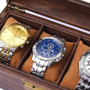 Boîte de rangement pour montres en bois avec couvercle en verre, anti-poussière, présentoir multi-emplacements pour accessoires de vitrine de vente au détail - Product Image 4