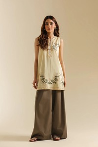 Women Embroidered Kurta Palazzo Pants Set Indian Pakistani Traditional Casual Wear Ankle-Length Loose Fit Cotton Clothing - Product Image 1