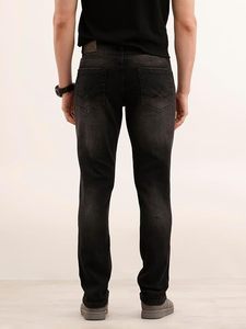 Jean pour homme coupe droite ample, délavé vintage, en denim tissé personnalisé, pour l'automne - Product Image 4