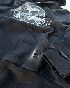 Men's Distressed Pullover Hoodie Streetwear Fleece <b>Sweatshirt</b> with <b>Dog</b> Graphic Print Kangaroo Pocket - Product Image 3