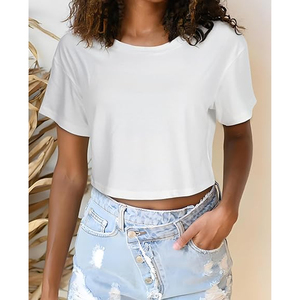 Women Everyday Fashion Crop T Shirt Loose Fit Cotton Casual Tee for Modern Lifestyle Clothing - Product Image 2