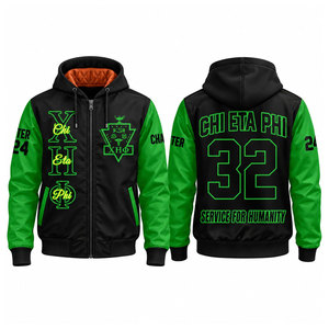 เสื้อฮู้ด Chi Eta Phi 32 Chapter รุ่นซิปสำหรับผู้ชาย สีเขียวดำ พิมพ์ลายแบบ Sublimation กันลม สวมใส่สบายๆ ในฤดูใบไม้ร่วง - Product Image 1