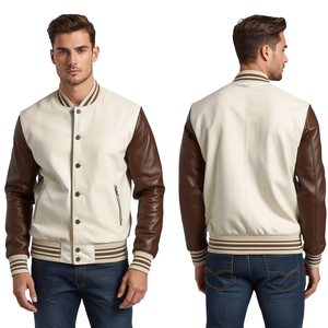Chaqueta Varsity de Cuero Premium para Hombre, Estilo Universitario de Lujo - Product Image 1