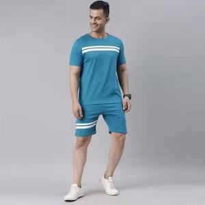 Ensemble T-shirt et short blancs sérigraphiés en coton respirant – Vente en gros - Product Image 3