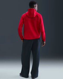 Men's Red Hooded <b>Full</b> <b>Zip</b> <b>Sweatshirt</b> Sporty Regular Fit Autumn Wear Breathable Knitted Polyester - Product Image 3