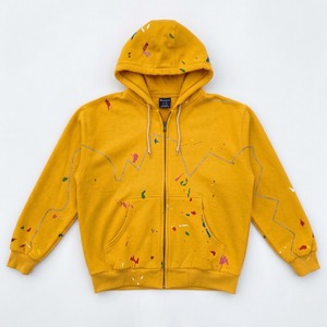 Custom OEM Paint Splatter Zip Up Hoodie Heavy Cotton <b>Fleece</b> Drop Shoulder Loose Fit Streetwear Unisex <b>Sweatshirts</b> - Product Image 2