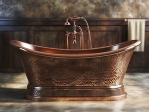 อ่างอาบน้ำทองแดงแบบลอยตัวสุดหรู ทำมือ รูปทรงวงรี ดีไซน์สวยงาม สำหรับโรงแรม รีสอร์ท วิลล่า รับผลิตแบบ OEM / ODM - Product Image 3
