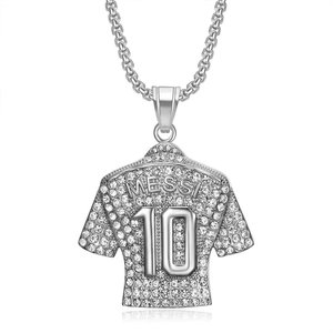 Collier pendentif en acier inoxydable argenté avec strass numéro 10 et nom, idéal pour un usage quotidien - Product Image 2