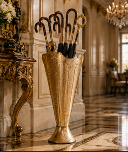 Paragüero de latón antiguo con capacidad para un solo paraguas, estructura decorativa de metal artesanal para vestíbulo de hotel - Product Image 5
