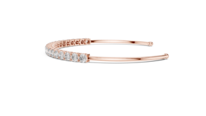 Bracelet ouvert en diamants de laboratoire taillés, abordable, en or rose massif 18 carats plaqué rhodium, idéal pour les fêtes et le quotidien, un cadeau de luxe. - Product Image 3