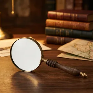 Loupe portative en laiton antique avec manche en bois pour la lecture, l'inspection des pièces de monnaie, des timbres, des objets de collection scientifiques et le bureau - Product Image 6