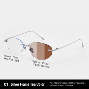 Photosensitive color-changing nearsighted <b>sunglasses</b> for women, adjustable to different degrees, ultra-lightweight, frameless - Product Image 1