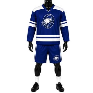 Blue White Ice Hockey Set Sublimation Jersey and Shorts <b>Athletic</b> Sports Uniform Team Match Wear Training Apparel for Hockey - Product Image 1