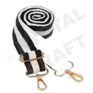 Sangles de sac de perles de rocaille réglables noires et blanches Accessoires de mode avec forme personnalisée et sangle de sac à main perlée de conception - Product Image 1