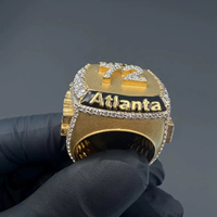 Bague de luxe Moissanite Hip Hop Rapper en Argent Sterling 925 Plaqué Or 14K Unisexe pour Mariage et Championnat, Sertie de Moissanite Taille Brillant Certifiée IGI