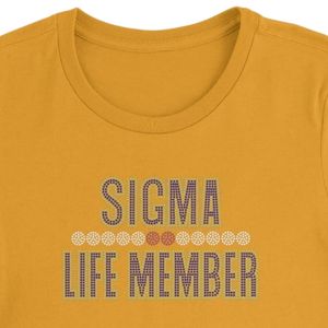 Camiseta ajustada Gold Life Member de Sigma Gamma Rho para mujer, camiseta informal de manga corta con cuello redondo para eventos de hermandad, ropa con estampado personalizado - Product Image 2