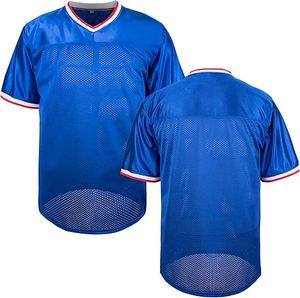 Camiseta Deportiva de Fútbol Azul con Cuello en V, Manga Corta, Ligera, de Poliéster, Estilo Jersey Liso de los 90 - Product Image 1