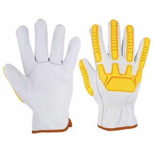 Premium Quality Goat Grain Leather Anti-Cut Waterproof Safety <b>Gloves</b> with Elastic Wristlet for Driver Work and Mechanical Tasks - Product Image 4