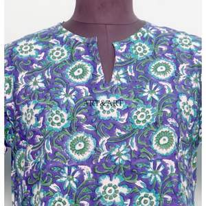 Magnifique Robe Midi en Coton Lavable Écologique à Imprimé Floral, Faite à la Main, Manches Courtes, pour Femme, Style Plage Estival Fluide et Naturel - Product Image 2