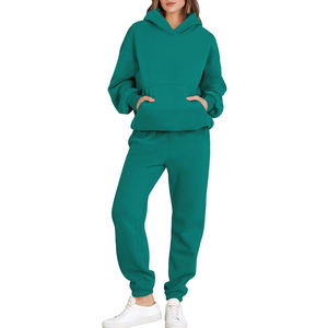 <b>Women</b> Two Piece Tracksuit Set Oversized Hoodie and <b>Jogger</b> Pants Casual Sportswear Soft <b>Fleece</b> Loungewear Bulk Wholesale - Product Image 1