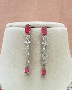 Classic Premium Quality Brass <b>Silver</b> Plated Zircon CZ <b>Necklace</b> Earring <b>Set</b> Women Trendy Engagement Anniversary Party Wedding - Product Image 2