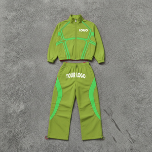 OEM Custom Men Tracksuit Color Blocked <b>Patchwork</b> <b>Jacket</b> And Pants Two Pcs Sets Lightweight Windbreaker 100% Polyester Men's Set - Product Image 3