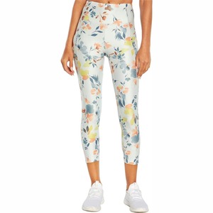 High Waist Floral Print Calf-Length Yoga <b>Leggings</b> <b>Seamless</b> Elastic Waist Spandex Polyester Women's Activewear Pants - Product Image 1