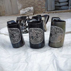 Authentic Ox horn Mug Viking Drinking Horn Mug Custom Hand-Carved Natural Ox Horn Mug Polished <b>Beer</b> Mug for Gift and Barware Mug - Product Image 2
