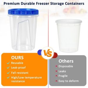 Set di 10 Contenitori per Alimenti Riutilizzabili da 34oz, Ermetici in Plastica con Coperchi a Torsione, per Congelatore e Conservazione Cibo - Product Image 4
