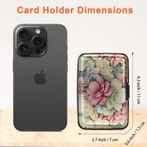 <b>RFID</b> Blocking Aluminum Alloy Card Holder Small Metal <b>Wallet</b> for Women and Men with Happy Flower Design - Product Image 3