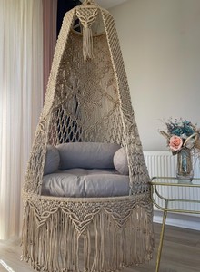 Chaise hamac bohème, chaise suspendue en macramé, chaise suspendue pour l'intérieur et l'extérieur, décoration bohème faite à la main, cadeau de Noël - Product Image 2