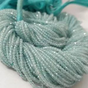 Perles de pierres précieuses facettées en aquamarine bleue naturelle de 2 mm, fils de perles provenant du fabricant, dernière conception AAA, pierres véritables en ligne - Product Image 1