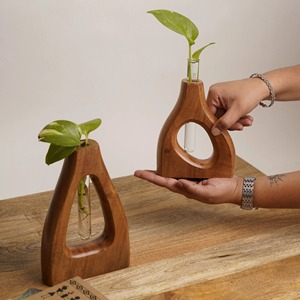 Vase à fleurs en bois minimaliste, finition lisse, vase décoratif pour salon, table à manger, décoration de la maison et cadeaux - Product Image 6