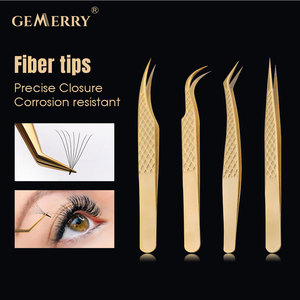 Pinces professionnelles pour extensions de cils, antidérapantes, en acier inoxydable, à pointe en fibre, pour volume, avec logo personnalisé, qualité salon - Product Image 3