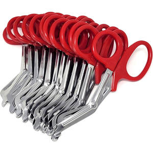 Juego de 12 Tijeras para Paramédicos y Técnicos de Emergencias Médicas, 7.25 Pulgadas, Acero Inoxidable, Tijeras para Vendajes, Tijeras Médicas de Emergencia para Enfermeras y Doctores, en Rojo - Product Image 1
