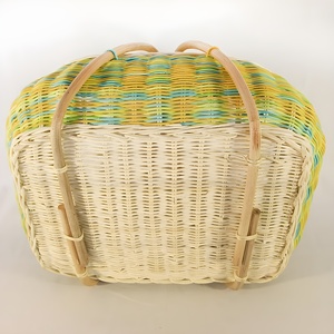 Cesta de acampada tejida a mano al mejor precio cestas de ratán de color verde para campamento de picnic en la playa al aire libre - Product Image 2