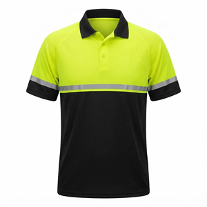 Chemise polo de travail unisexe de haute qualité, haute visibilité, en polyester fluorescent, à manches courtes, avec bande réfléchissante, vêtements de travail - Product Image 1