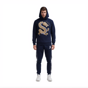 Ensemble de survêtement léger et ample pour homme, sweat à capuche et pantalon en molleton, tenue décontractée streetwear, ensemble de jogging printemps, service OEM 100% - Product Image 1