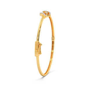 Elegante Brazalete Articulado con Motivo de Hoja Abierta y Diamante Flotante en el Centro - Product Image 4