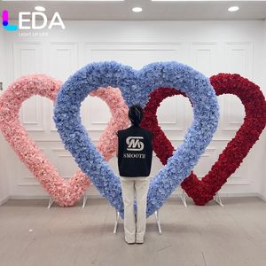 LEDA Wedding Backdrop Stage Valentine <b>Decorations</b> Marriage Proposal Red <b>Pink</b> Blue Hydrangea Artificial Flowers Heart Arch - Product Image 1