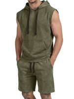Ensemble de sport de luxe pour homme : débardeur à capuche et pantalon de jogging, délavé à l'acide, respirant, coupe oversize, short de survêtement uni personnalisé, style décontracté d'été