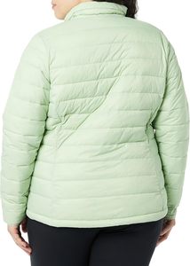 <b>Women's</b> <b>Light</b> Green Waterproof Canvas Quilted Solid Full Sleeve Hooded Zipper Closure Casual Winter Outerwear - Product Image 3